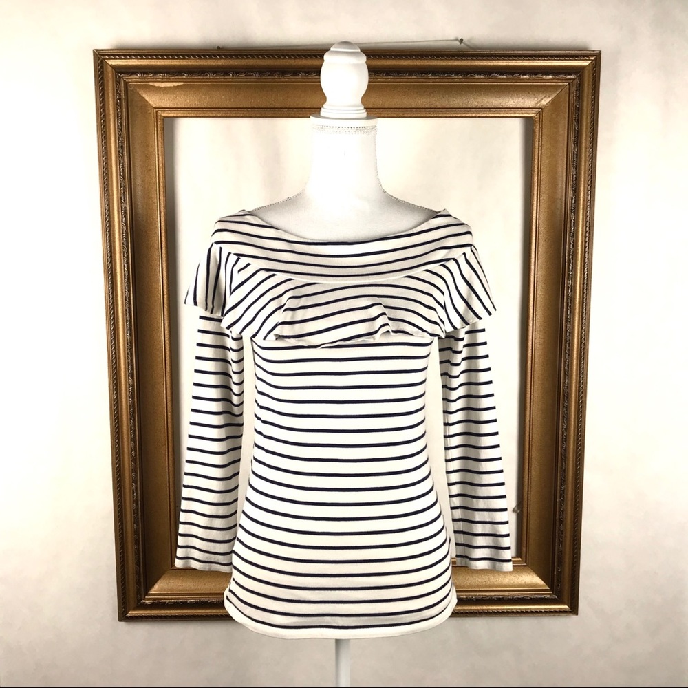 LEIFNOTES Anthropologie valance striped top, S